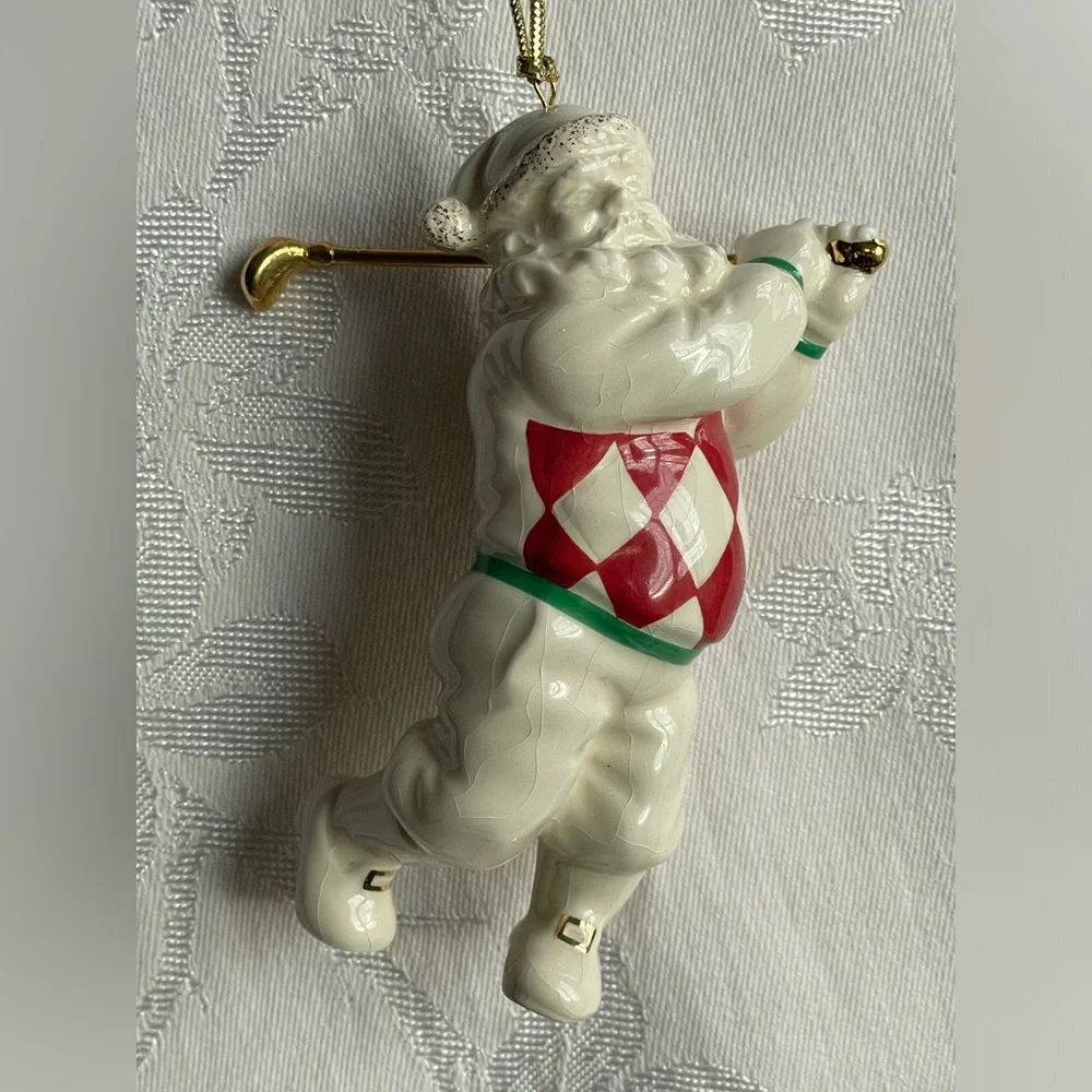 Lenox Porcelain Golfing Santa Christmas Ornament Swinging Club 1st in Series